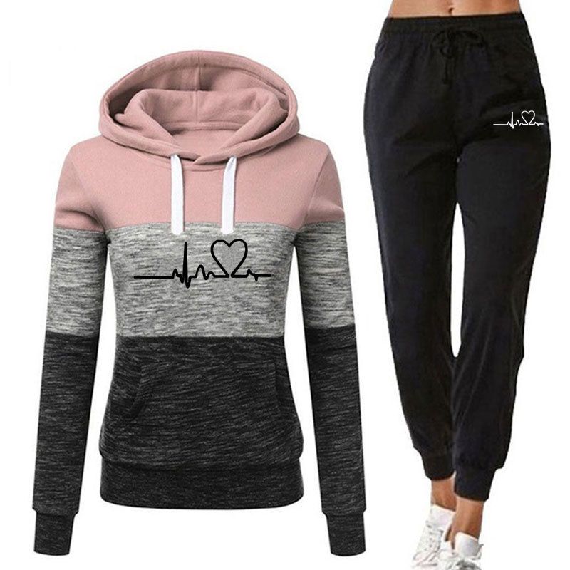 Tuta con cappuccio e pantaloni lunghi color block autunno inverno 2023 Abbigliamento da donna_voghion.com