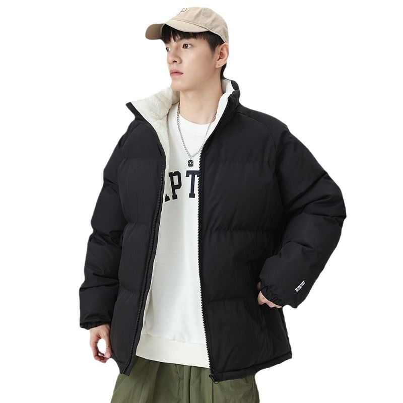 Winter Lamb Wool Puffer New Loose Fit Men's Thickened Plus Size Coat Couple's Fleece-Lined Warm Cotton Jacket_voghion.com
