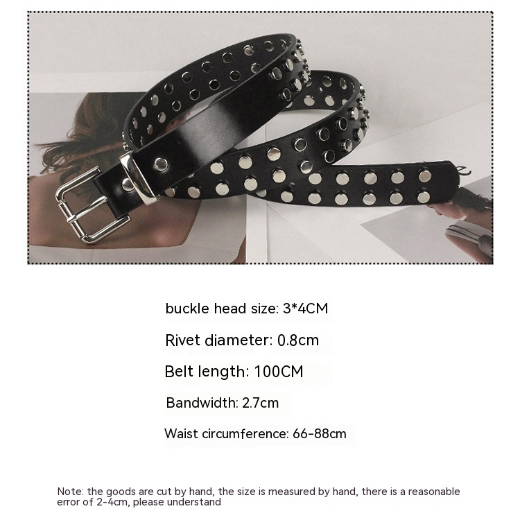 Ceinture fine en métal polyvalent pour femmes, nouveau Style Punk, ceinture en jean, Rivet décoratif, petite ceinture de pantalon_voghion.com