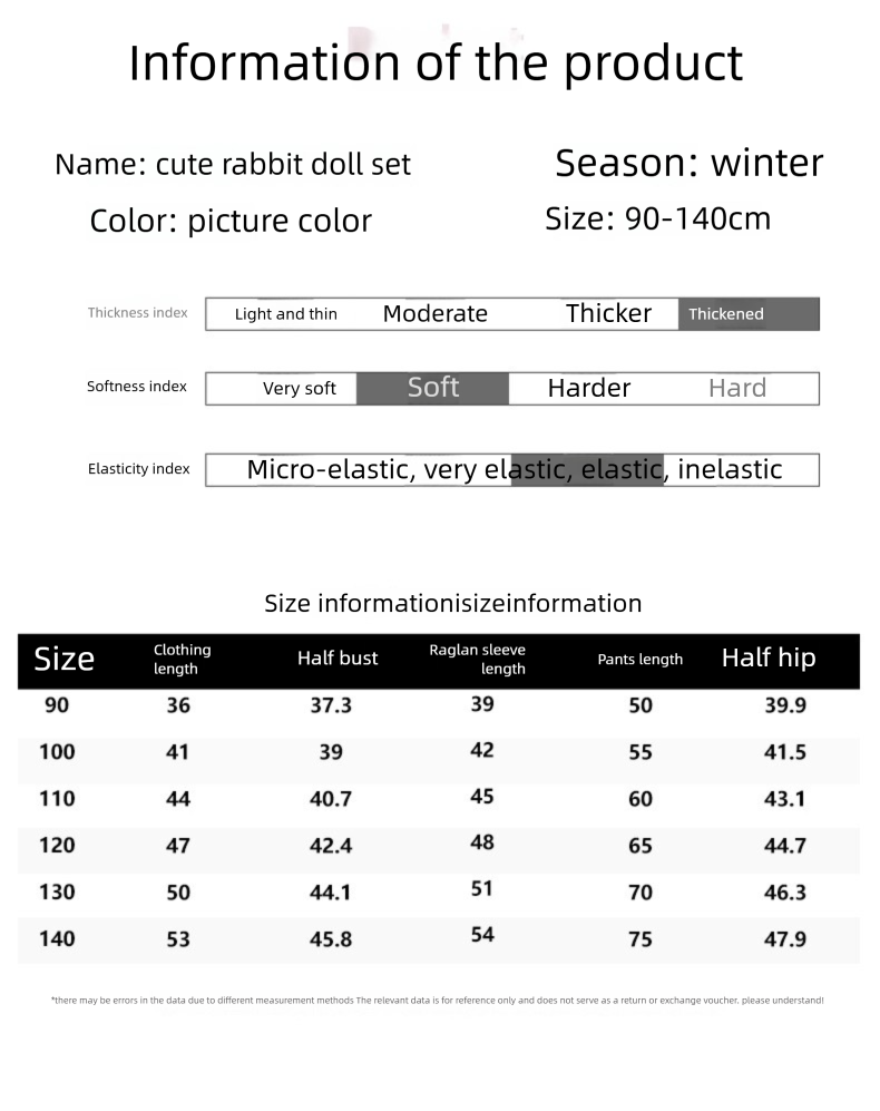 Mädchen-Freizeitset Herbst Neues Fleece Cartoon Hase Stilvolle Kapuze Verdicktes Winteroutfit_voghion.com