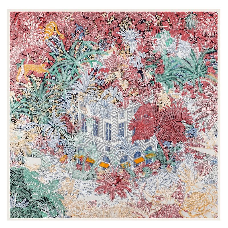 Spring And Autumn New Twill Silk 130cm Women's Large Square Forest Inn Printed Headscarf Sun Protection Shawl Scarf_voghion.com