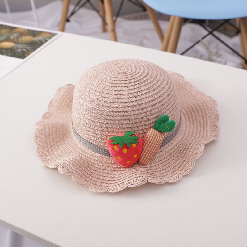 Set di borse per cappelli parasole da spiaggia versatili per bambini in paglia estiva piccola Fresh Wave Edge_voghion.com