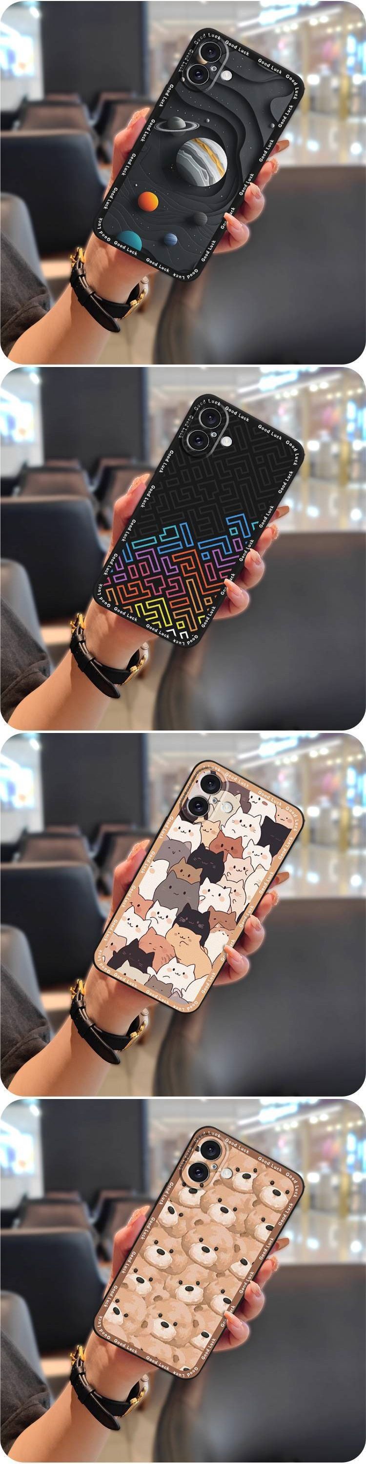 Custodia TechGlobe compatibile con iPhone 17/17/iPhone 17, tinta unita, alla moda, con texture cartoon, nuova e semplice coppia_voghion.com