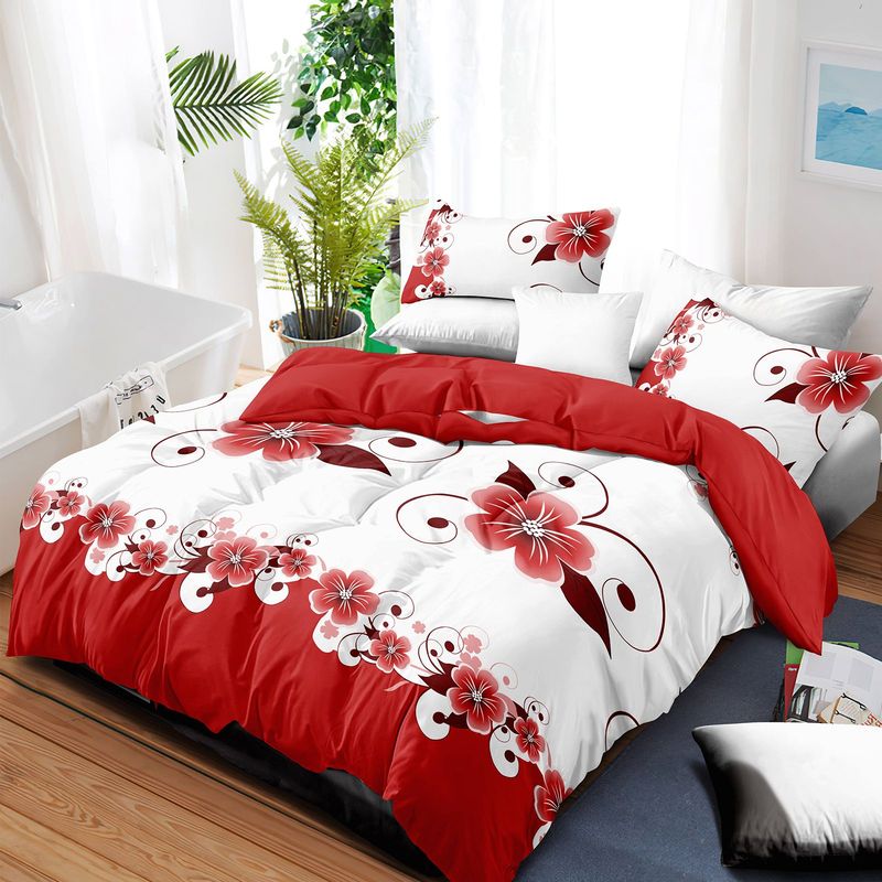 9 Piece Soft All-Season Washed Microfiber Cover Set , Queen/King Bedding Set With Zipper Closure, Sheet, Pillowcases,Shams & Curtains, Print, Moisture-Wicking, Soft ,Cooling, Breathable, Easy Care_voghion.com