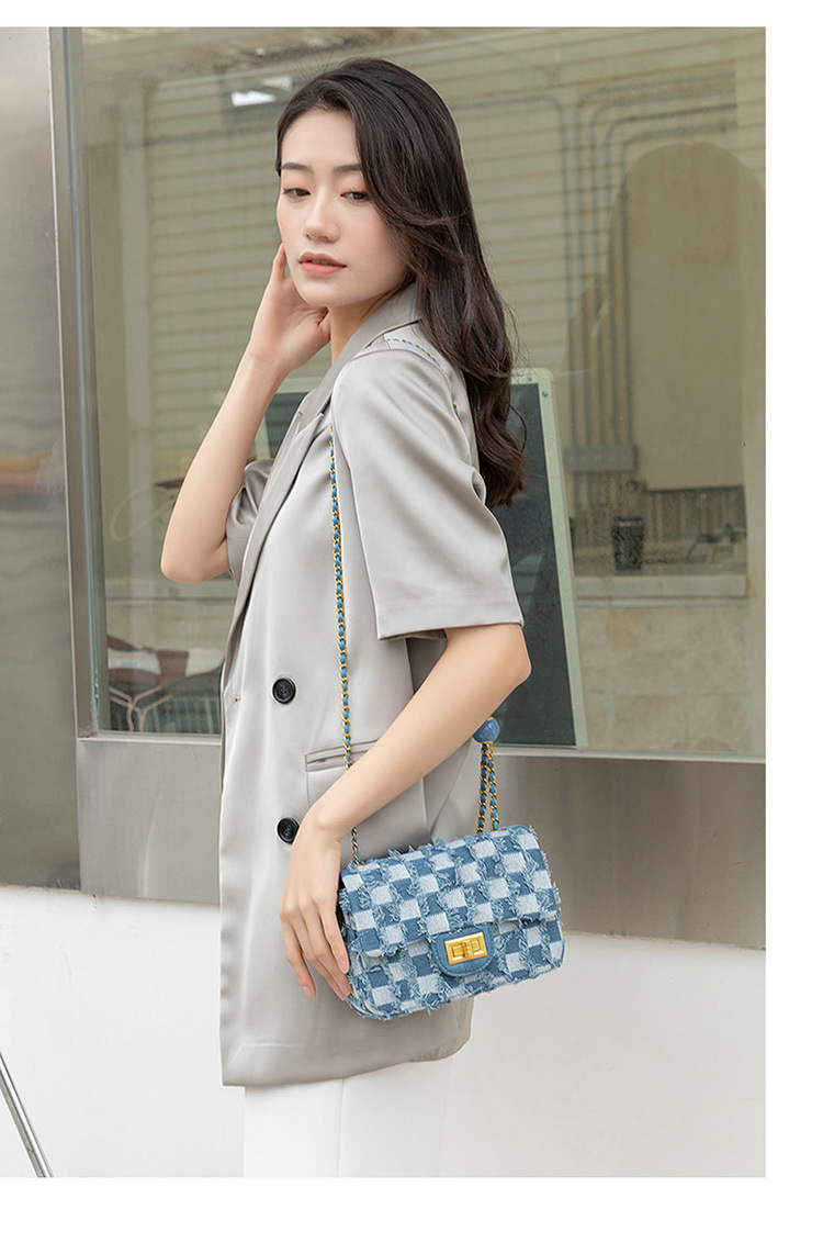 Shoulder Bags High-quality Textured Niche Design Canvas Bags Rhombic Chain Denim Messenger Bags High-end Women's Bags_voghion.com