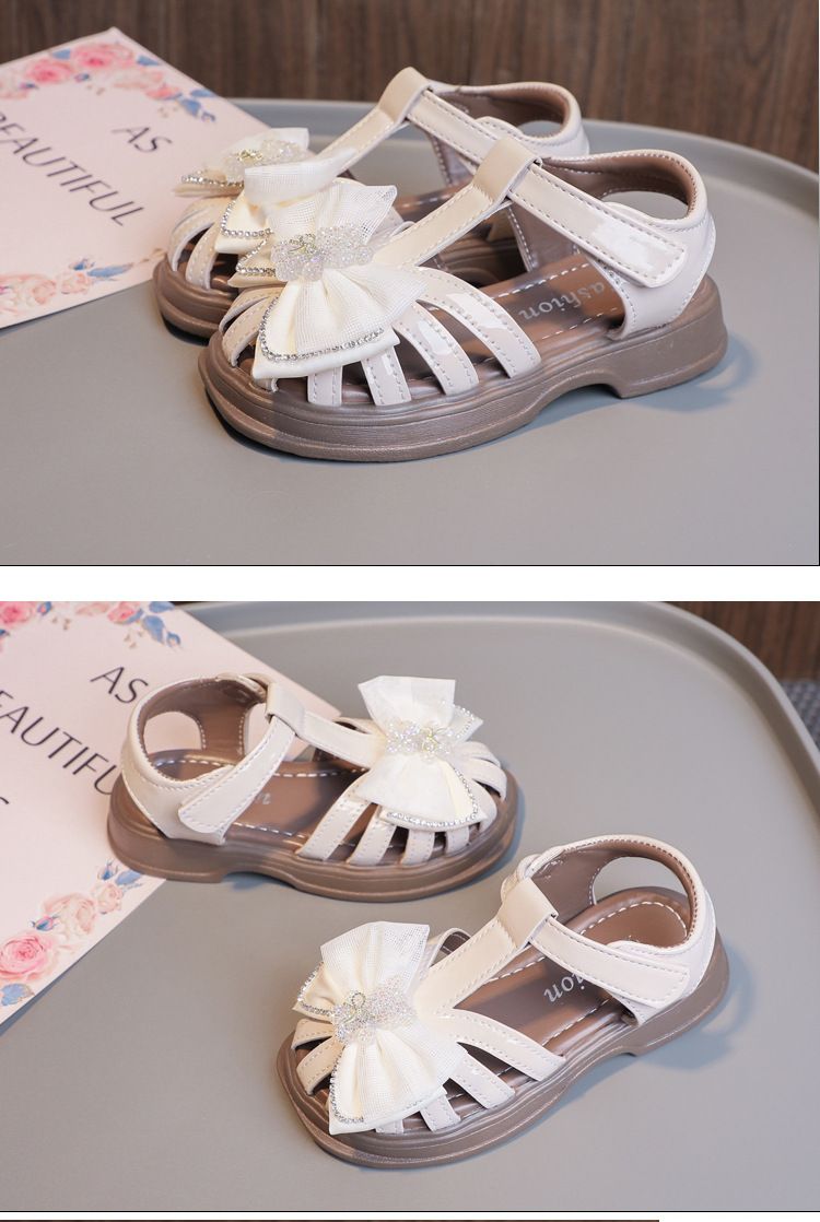 Sandales d'été pour filles, nouvelles chaussures 2024: chaussures de princesse à semelle souple pour grands enfants, chaussures de plage antidérapantes avec bout nœud_voghion.com