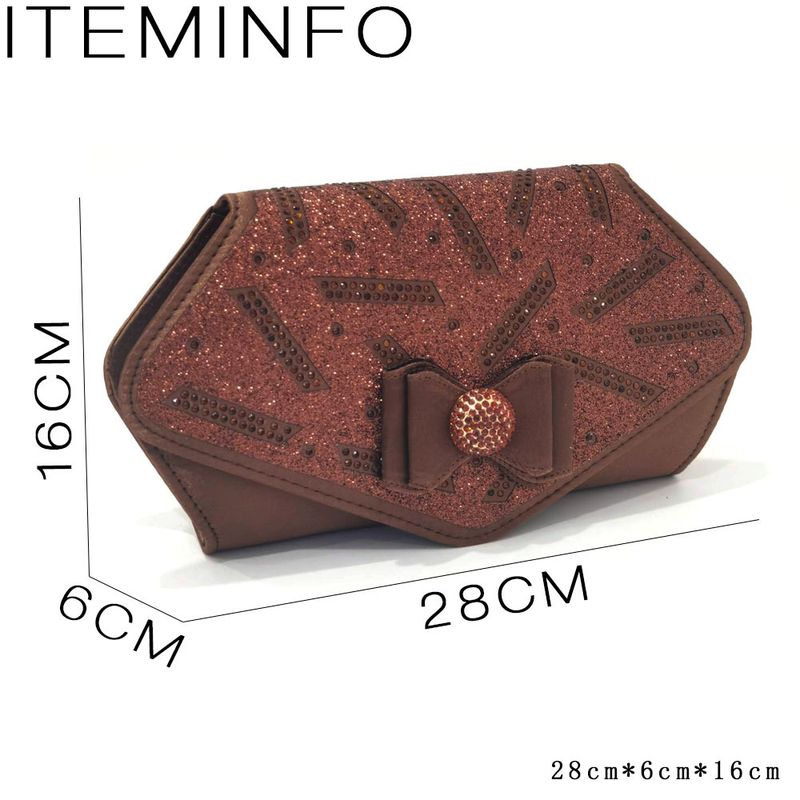 Damenschuhe Große Damenschuhe Schuhe für Geburtstagsfeiern Kleiner Keilabsatz Schuhe mit dicker Sohle und gleichem Design Clutch Bag Diamond Flower_voghion.com