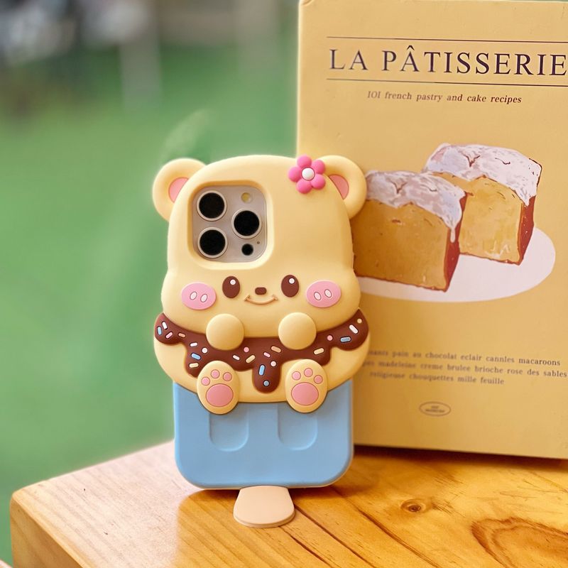 Cute Ice Cream Bear Design Soft TPU Phone Case Bundle for 15 Pro Max/15 Pro/15, Cartoon Elements, Full Camera Protection 14 Pro Max/14 Pro/14/13 Anti_voghion.com