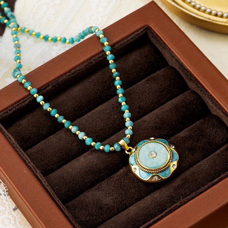 Collana autunnale e invernale con perline a forma di ruota di fiori in smalto a goccia di nicchia per donna, catena leggera e di lusso per clavicola_voghion.com