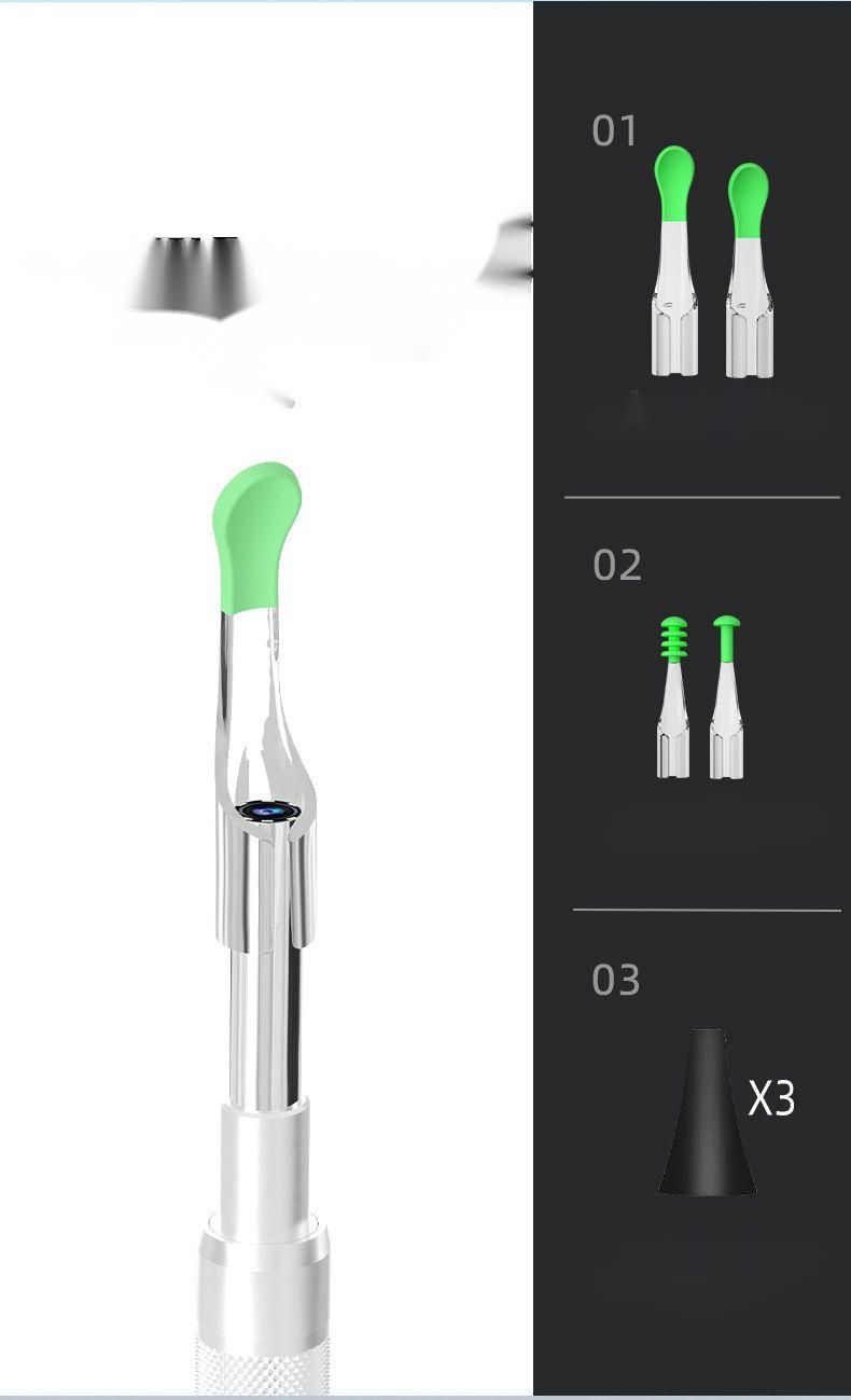 Set di strumenti con schermo, scovolino visivo, cucchiaio per la pulizia, detergente per le orecchie illuminato HD_voghion.com