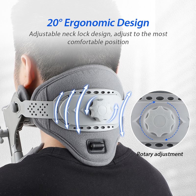 Home Adjustable Traction Device Neck Stretching Cervical Massager Back Support Hot Compress Heat Therapy Relieve Fatigue_voghion.com