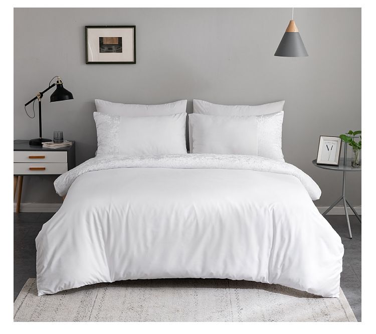 Parure de lit minimaliste moderne, housse de couette et taies d'oreiller gris clair et gris foncé - Fibre synthétique 90 g/m² avec teinture réactive_voghion.com