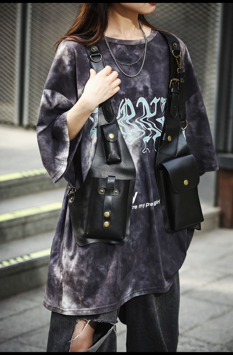 Hip Hop Retro Outdoor Trendy Brand Multifunctional Vest Bag_voghion.com
