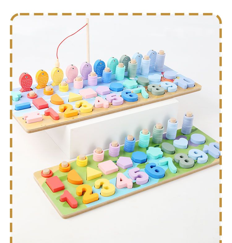 Giocattoli educativi per la prima infanzia per l'illuminazione dei bambini Montessori 0-3 anni Giocattoli in legno Blocchi da costruzione Forme digitali Assemblati Tavola di corrispondenza_voghion.com