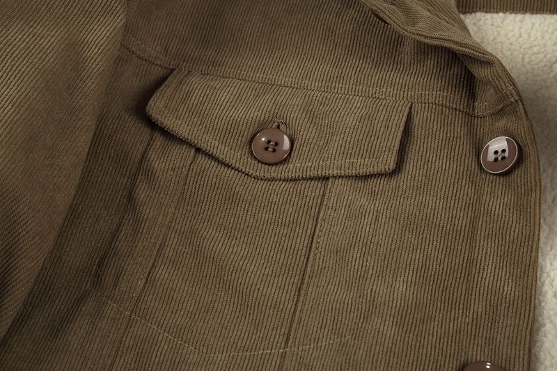 Men's Clothing Autumn And Winter Long Sleeved Lapel Corduroy Plus Velvet Jacket_voghion.com