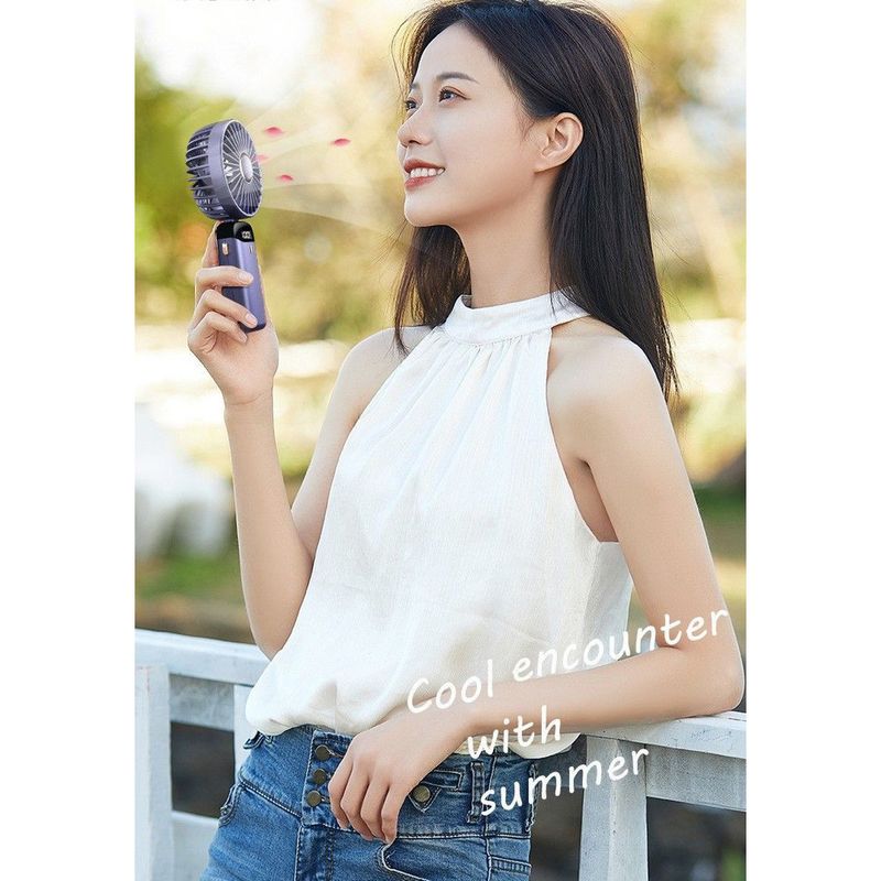High Power Handheld Fan For Dormitory Office Ultra Quiet Long USB Mini Foldable Portable Silent Plastic Steel Line_voghion.com