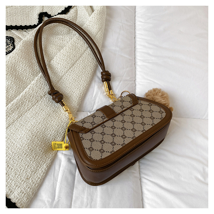 Borsa a tracolla Borsa da ascella versatile stampata di nuova moda con personalità Borsa a tracolla quadrata piccola pratica e classica di fascia alta_voghion.com
