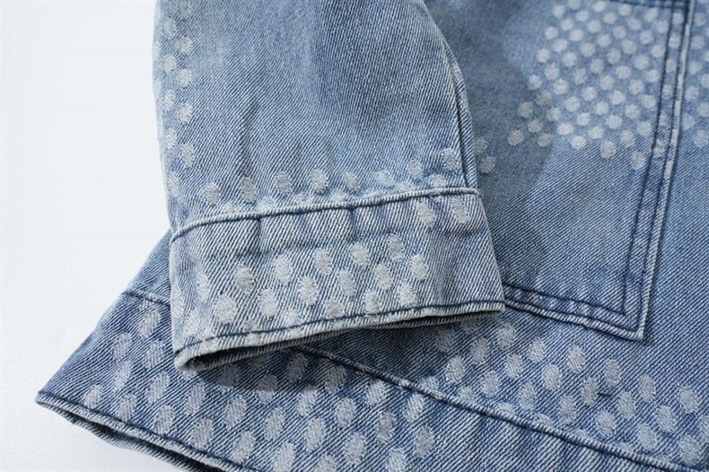 Unisex Jeansjacke – Oversized Streetwear Mantel mit Used-Details (Schwarz/Blau)_voghion.com