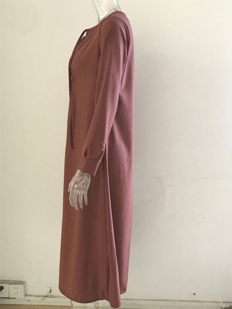 2022 Nuovo stile grande swing tinta unita colletto rovesciato manica semplice casual abito camicia lunga_voghion.com