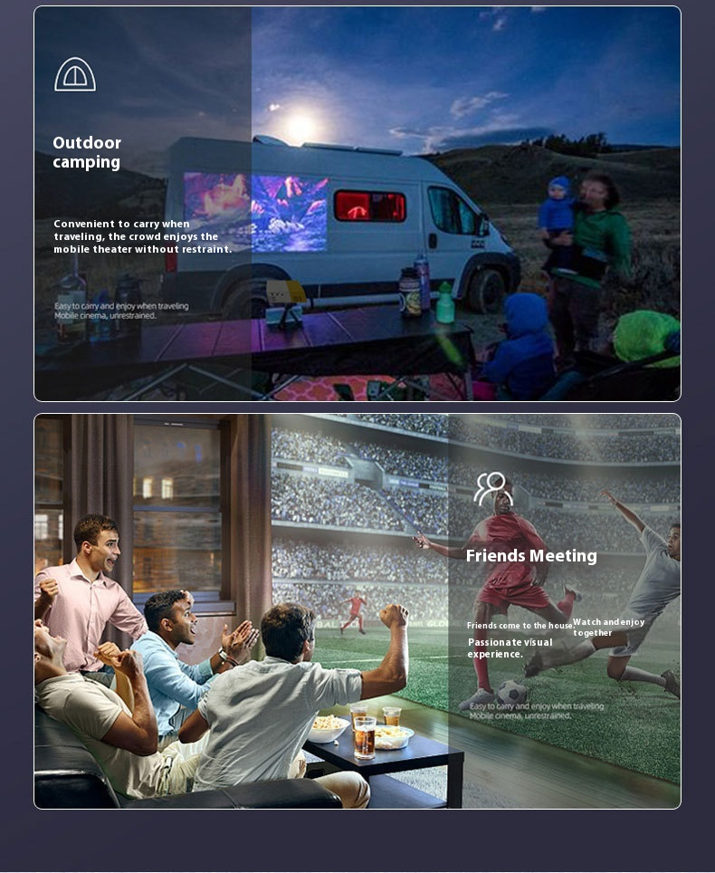 Mini proiettore portatile: compatibile con più dispositivi, altoparlanti integrati, messa a fuoco regolabile, adatto per home theater, campeggio, feste_voghion.com