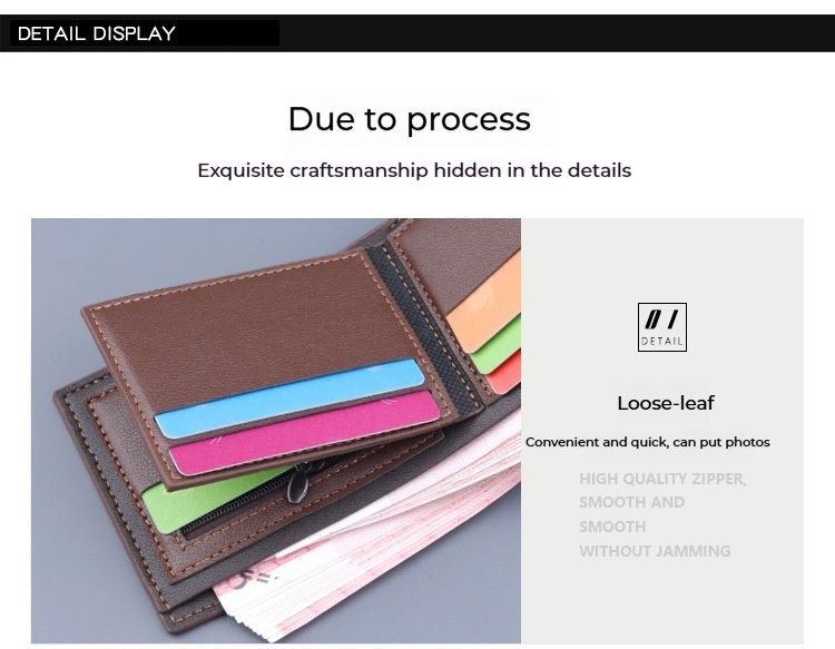 Men's Short Wallet Card Holder Integrated Short Wallet Men's Card Holder With Zipper Short Wallet Men's Wallet Men's Coin Purse_voghion.com