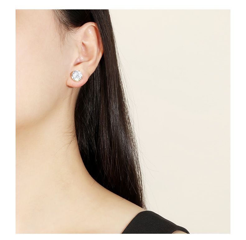S Sterg Sier Four Claw 10mm Zircone Intarsiato Orecchini Alta Qualità Commercio Estero Transfrontaliero All'ingrosso Flash Ear Gioielli_voghion.com