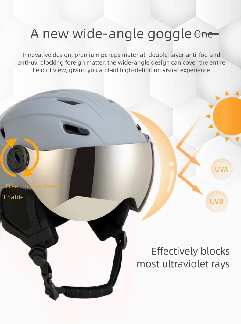 New Integrated With Ski Goggles Warm Snow Adult Outdoor Sports Safety Helmet_voghion.com