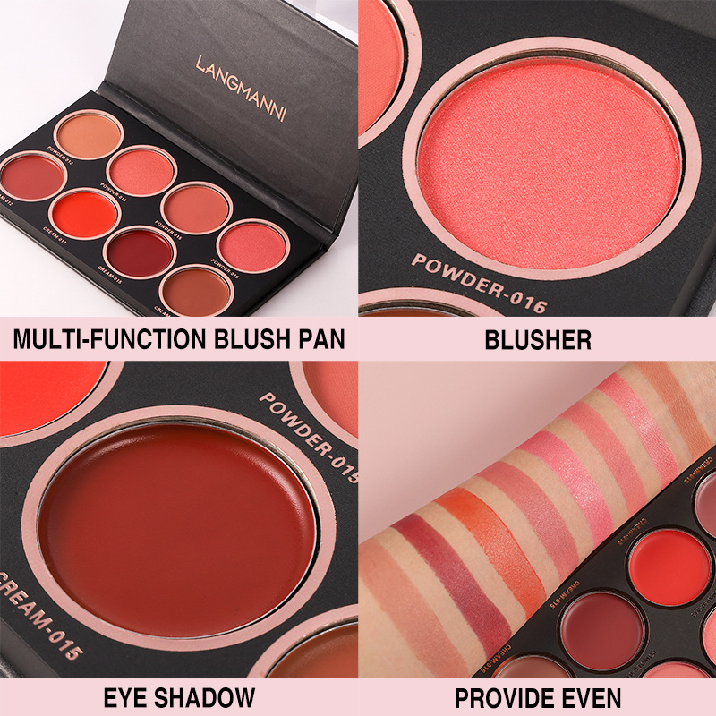 Palette di blush a 8 colori, tavolozza di blush 4 in polvere + 4 in crema, tavolozza di blush per contorni e illuminanti, polvere di blush di lusso leggera opaca brillante brillante_voghion.com
