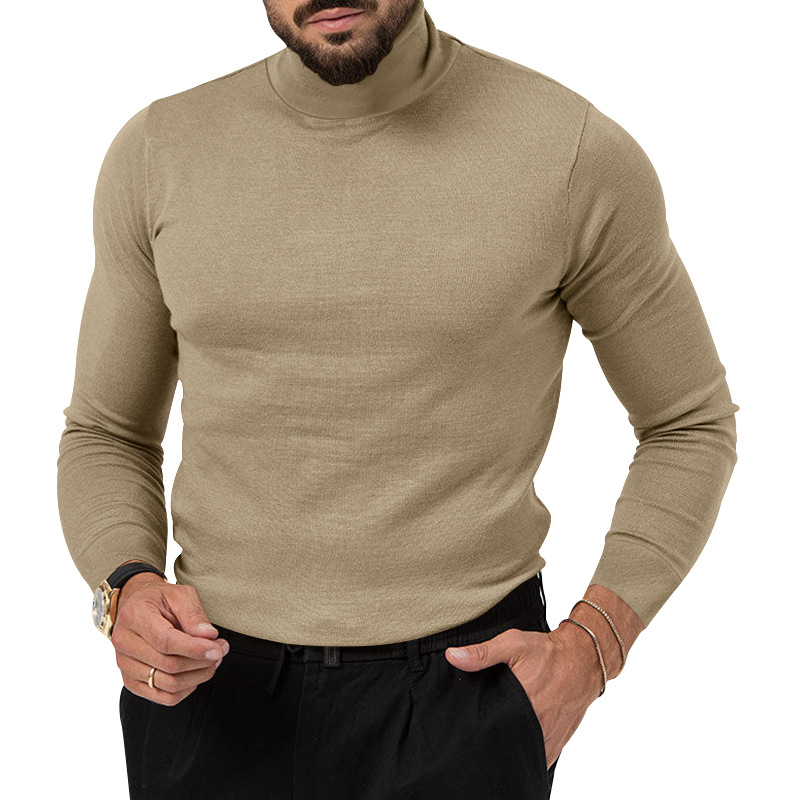 Hochelastischer Rollkragenpullover aus gestricktem Kaschmir für Herren mit dicker, warmer Unterwolle_voghion.com