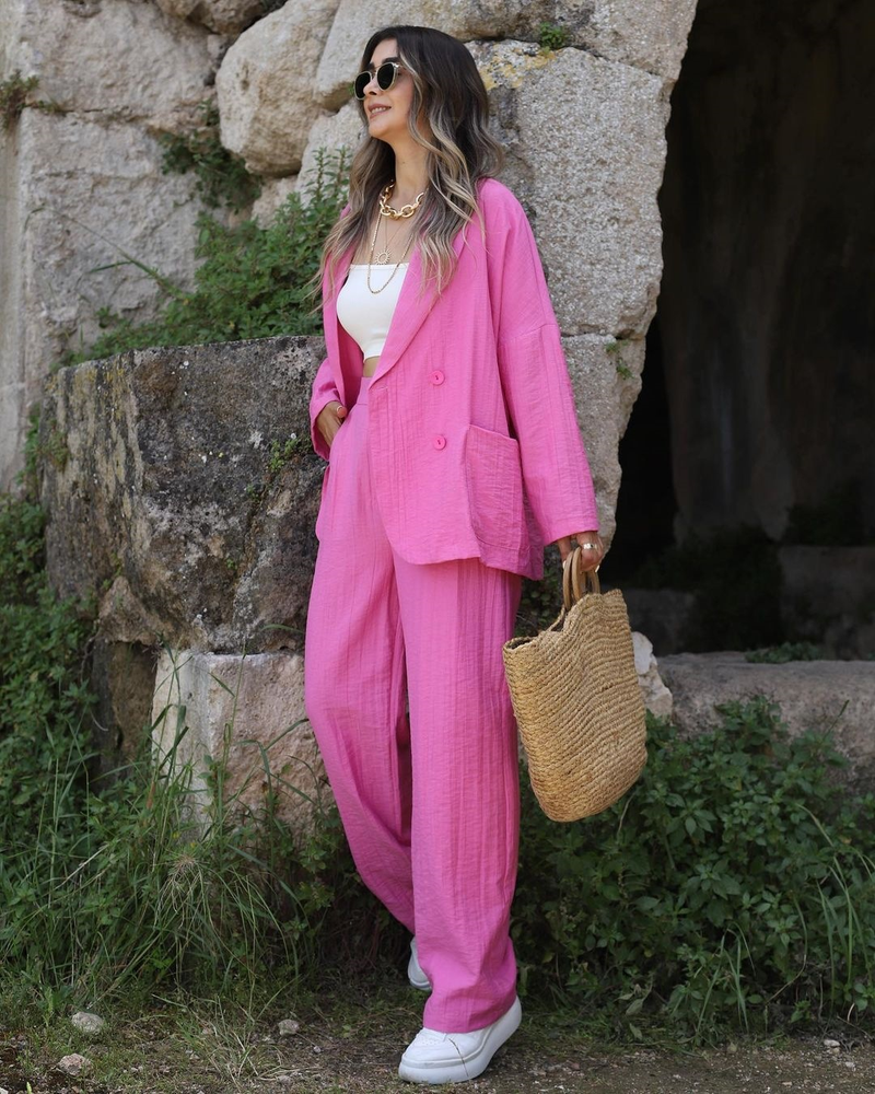 Damenbekleidung Neue Mode Langarmhemd Anzugjacke Gerade Hose Anzug_voghion.com