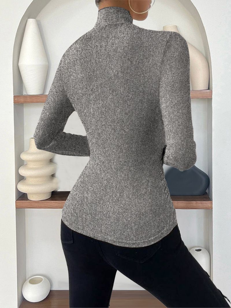Evropský a americký přeshraniční svetr Podzimní a zimní nový design Sense Cross Colour s dlouhým rukávem Slim All Match Jednobarevné skládané tričko_voghion.com