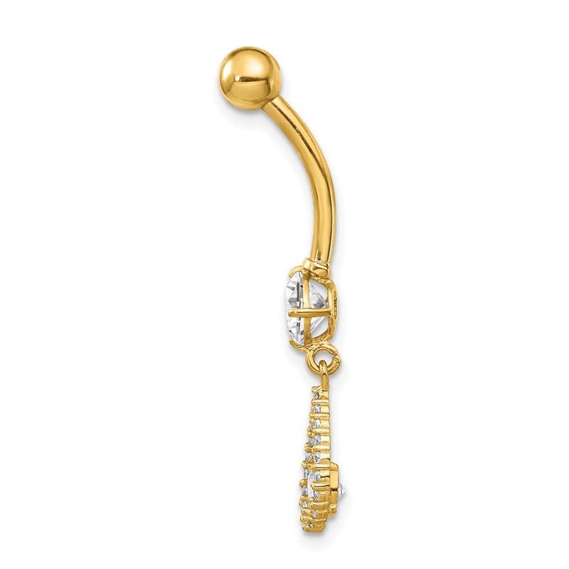 14K 14 Gauge CZ Teardrop Dangle Belly Ring_voghion.com