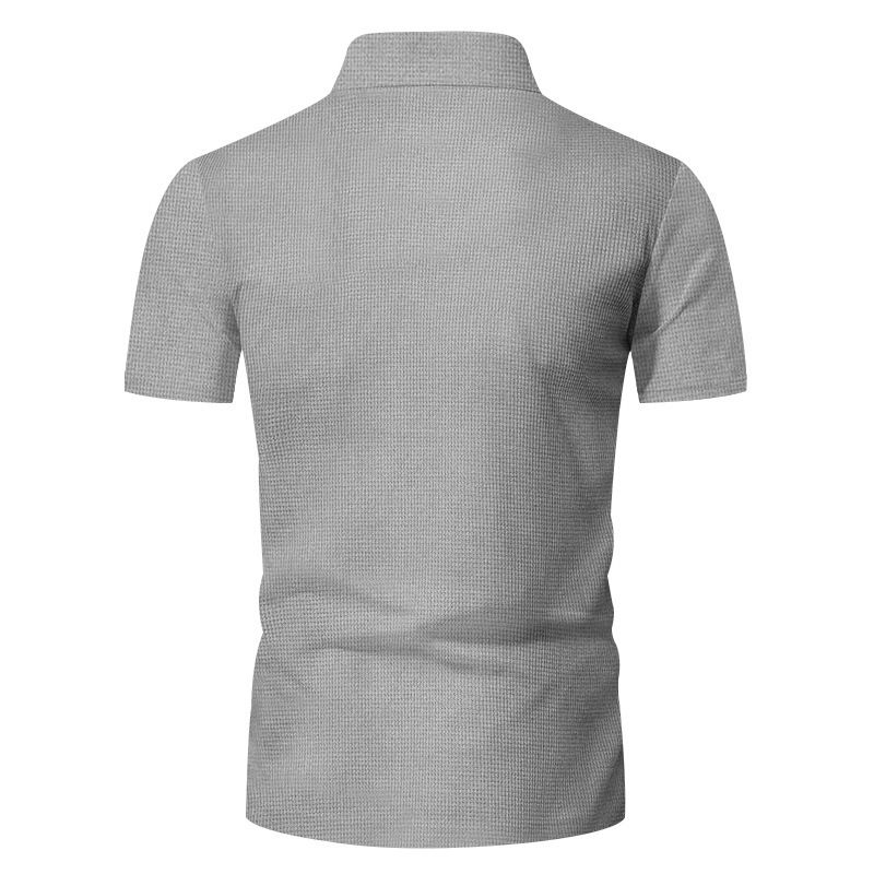 Koszulka polo męska w stylu amerykańskim, letnia, z krótkim rękawem i luźnym zamkiem błyskawicznym, z krótkim rękawem i swobodnymi spodenkami_voghion.com