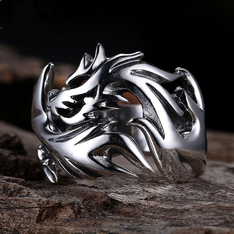 Anello retrò con drago, alla moda, per ragazzi e ragazze, con indice, in fusione, stile hip hop, punk rock, da uomo_voghion.com