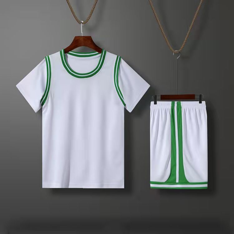 Ensemble deux pièces uni à manches courtes pour enfants, maillot d'entraînement pour élèves du primaire et du secondaire_voghion.com