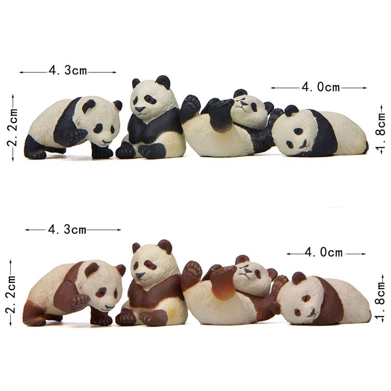 4Pcs Panda Figurines Panda Models Gardening Doll Ornament Accessories Dollhouse Animal Figure Micro Landscape Garden Decoration_voghion.com