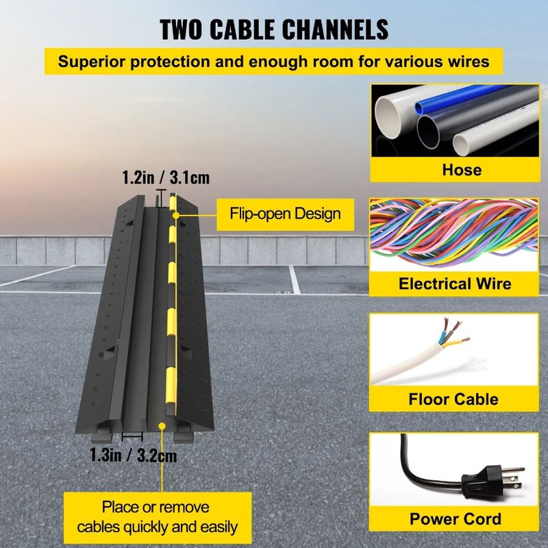 4 Speed Hump Capacity Ramp Protector 2 Rubber 11000 Packs Channels LBS Modular Protective Wir Load Speed Bump Bump Rated Cable_voghion.com