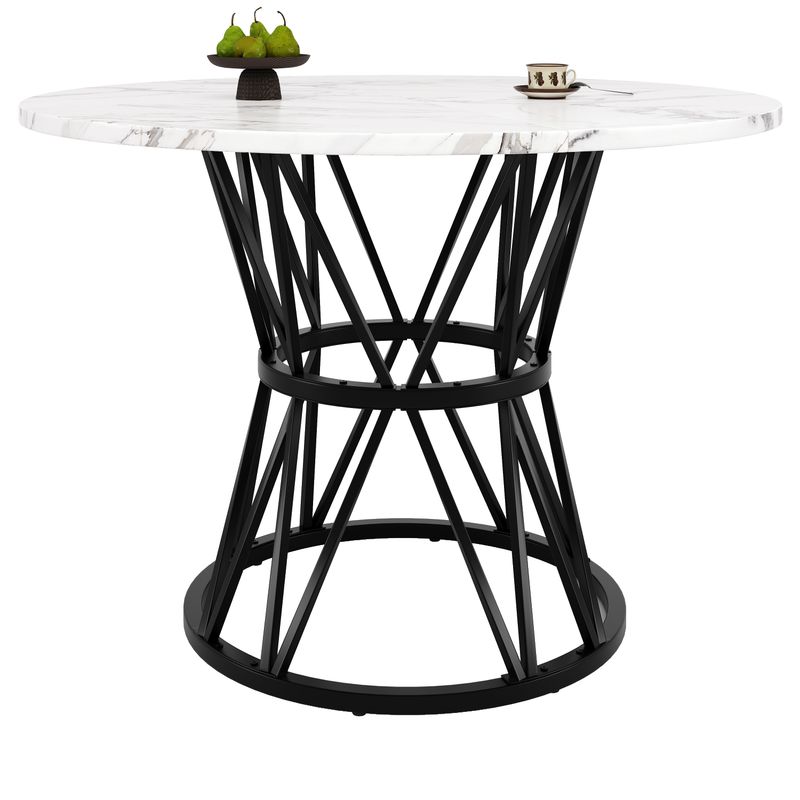 Runder Esstisch 100x76cm Mit Marmorplatte, Metallbeinen, Negro_voghion.com
