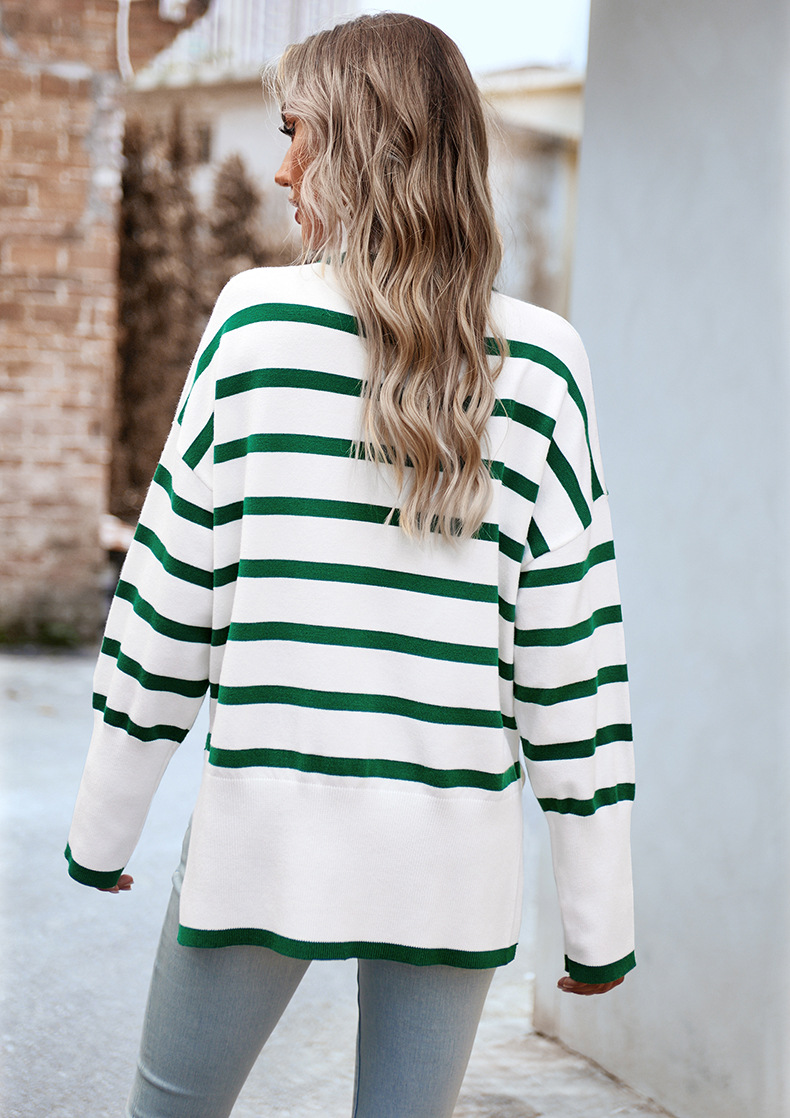 Women's striped turtleneck sweater for women_voghion.com