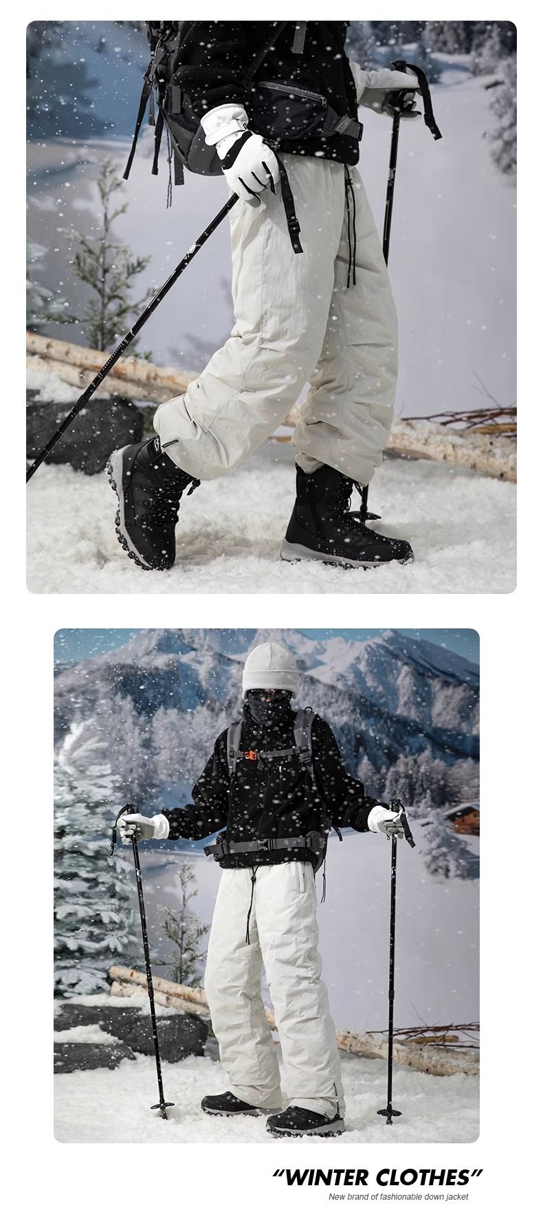 Men’s Mountain Series Duck Down Pants – Winter Outdoor Thermal Trousers With Drawstring Ankle & Plush Lining (Black/Green/Blue/White, Sizes M-2XL)_voghion.com