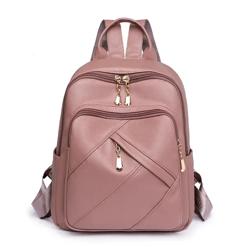 Zaino alla moda in morbida pelle PU per donna, stile trendy, semplice, leggero, grande capacità, adatto per studenti 250514l_voghion.com