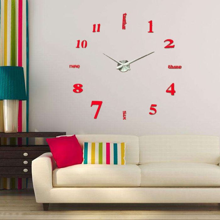 Large 1-Meter Wall Clock – Customizable Acrylic Mirror Surface With Silent Jump Movement, Battery-Powered For Home & Office Decor_voghion.com
