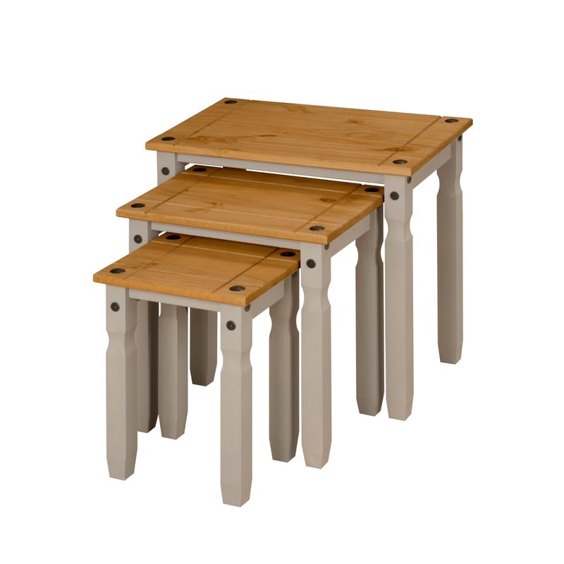 Corona Nest Of Tables Set Of 3 Grey Occasional Coffee Side Table Wax Mexican_voghion.com