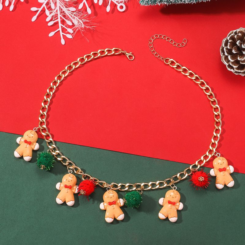 Collier mignon en forme de Père Noël, bonhomme en pain d'épices, arbre de Noël, cloche, bijoux pour femmes_voghion.com