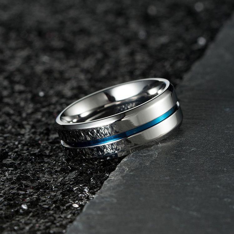 Einfache blau nut titanium stahl ring edelstahl schmuck zubehör_voghion.com