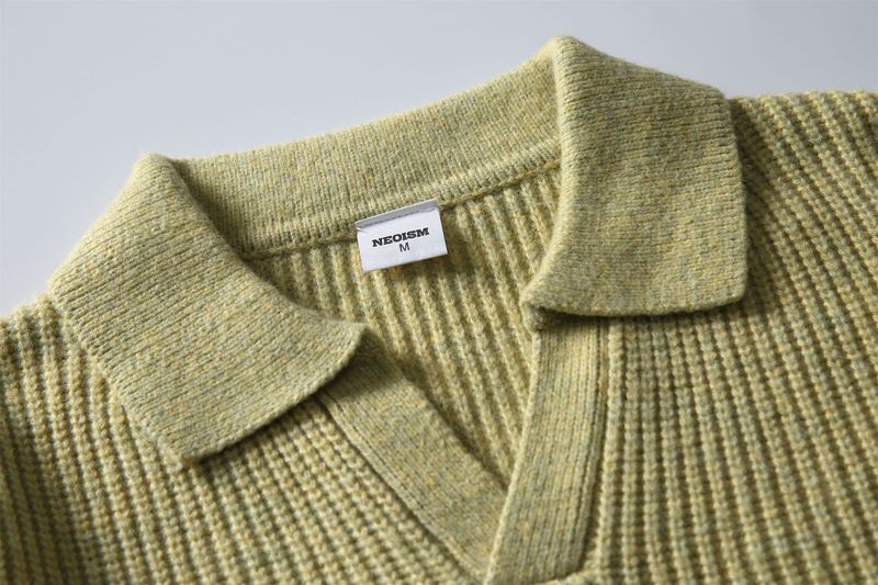 Pull col mouette côtelé de couleur unie pour homme, version coréenne 2025, automne-hiver, haut de gamme, style Old Money, polo intérieur_voghion.com