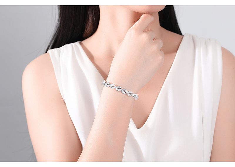 Women's Jewelry Elegant Marquise Zircon Bracelet, Copper Electroplated With 3A Zircon Stones, Geometric Design Fashion Accessory_voghion.com