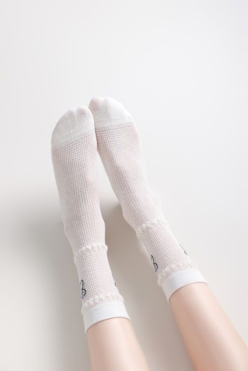 Șosete lungi cu dungi pentru femei, fără cusături, până la jumătatea gambei, de primăvară și de vară, în stil universitar drăguț, cu imprimeu de cățeluș_voghion.com