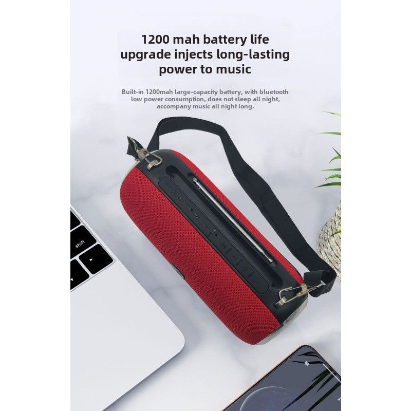 Haut-parleur Bluetooth à double haut-parleur, haut-parleur portable d'extérieur à volume élevé, sangle en tissu, radio audio haute puissance, machine tout-en-un_voghion.com