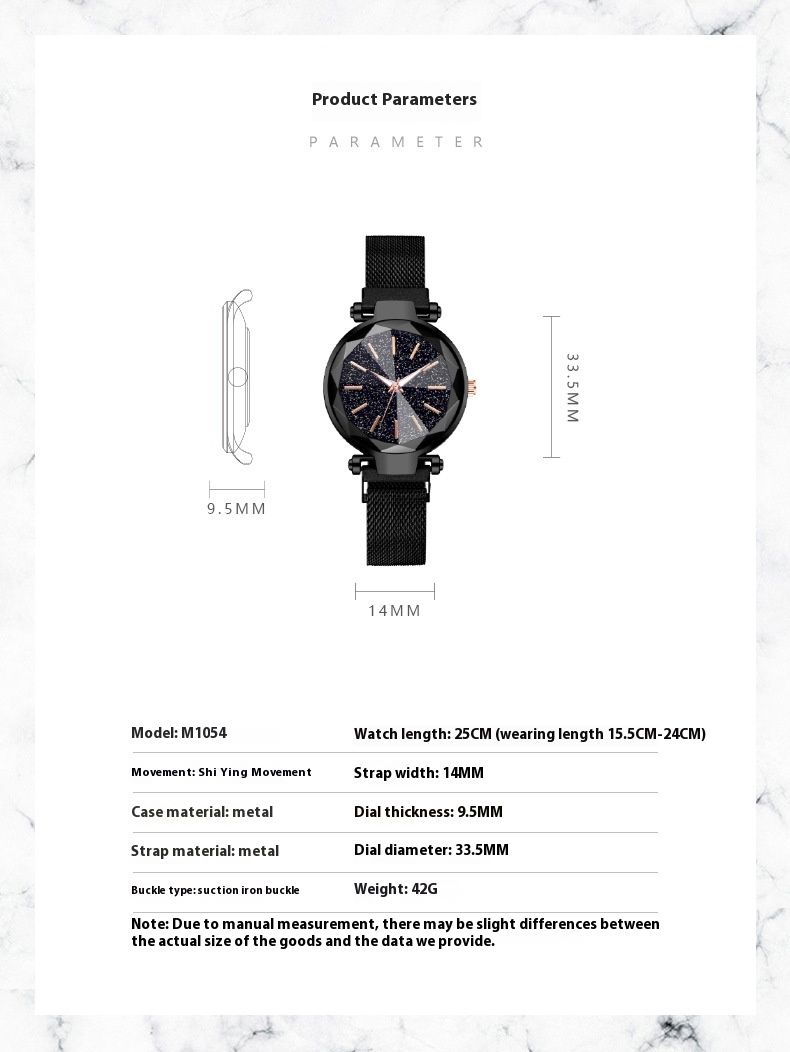 Starry Sky Pointed Diamond dial Women's Lazy Men's Watch Absorbing Stone and Iron Magnet_voghion.com
